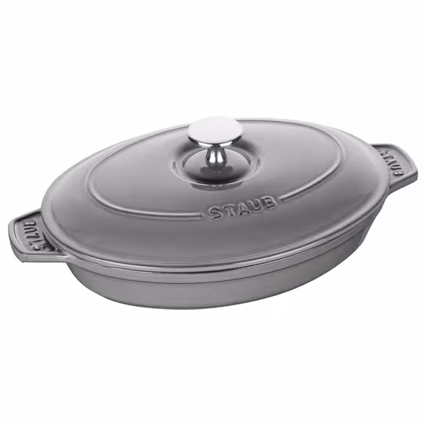 STAUB | Oval Cast Iron Casserole with Lid – 230 mm - Graphite Grey - Grill Compatible