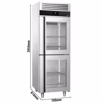 Szafa chłodnicza PREMIUM – stal nierdzewna – GN 2/1 – 700 L – z 2 półdrzwiami szklanymi