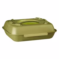 (20 kom) Menubox (višekratni) - 600 ml - bez pregrade - 240x190x90 mm - sa šarkama - sa ručkom - stapeljiv - olivnozelena/svijetlozelena