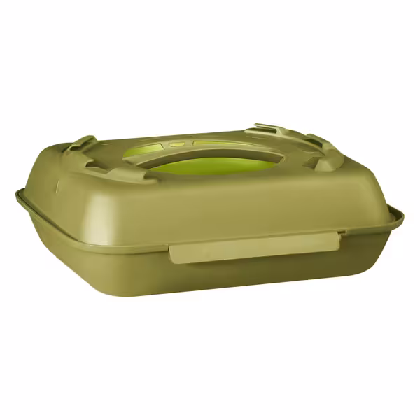 (20 kom) Menubox (višekratni) - 600 ml - bez pregrade - 240x190x90 mm - sa šarkama - sa ručkom - stapeljiv - olivnozelena/svijetlozelena