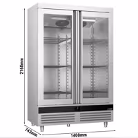 Szafa chłodnicza ze stali nierdzewnej PREMIUM - 1200 litrów - z 2 szklanymi drzwiami