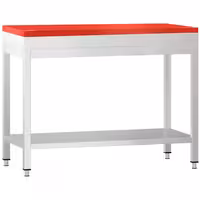 Profesionalni inox radni stol PREMIUM - 800x600 mm - s donjom policom & s ojačanjem radne plohe - uklj. daska za rezanje Crvena