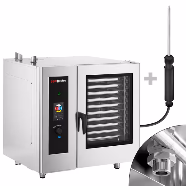 Commercial Gas Combi Oven – Touch Control – 20 × GN 1/1 – with Automatic Cleaning System, Core Temperature Probe, Boiler, Rack