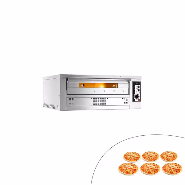 Gas Deck Pizza Oven - Single Deck - Firebrick Base - 6 x Ø33cm - 230V Single Phase - Mechanical Controls - up to 370°C