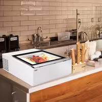 Countertop Ice Cream Display Freezer - 670mm - Static cooling - for 3 x 5 litres Napoli pans - White - hinged glass lid