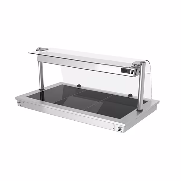 Inbyggd värmeplatta i rostfritt stål - drop-in - 1135 mm - 3x GN 1/1 - 1,35 kW - med hygienskydd i glas
