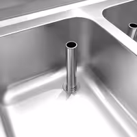 Stół zlewozmywakowy PREMIUM – stal nierdzewna – 1400 x 700 mm – z półką dolną – ze zlewem 2-komorowym pośrodku – z rantem