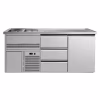 Direct Draw Beer Dispenser / Kegerator 1 Stainless Door + 3 Drawers PREMIUM – 2 sinks left - 1950×700 mm