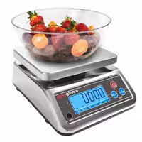 Digital köksvåg Professionell - 6 kg/2 g - vågplattform 190x230 mm - vattentät IP67 - rostfri vågplattform - uppladdningsbar - tare-funktion