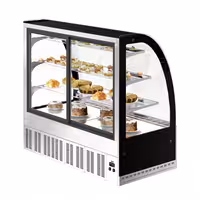 Süteményes vitrin - 524 l - 1500 mm - dupla üvegezés - 3 üvegpolccal - LED világítással - rozsdamentes acél