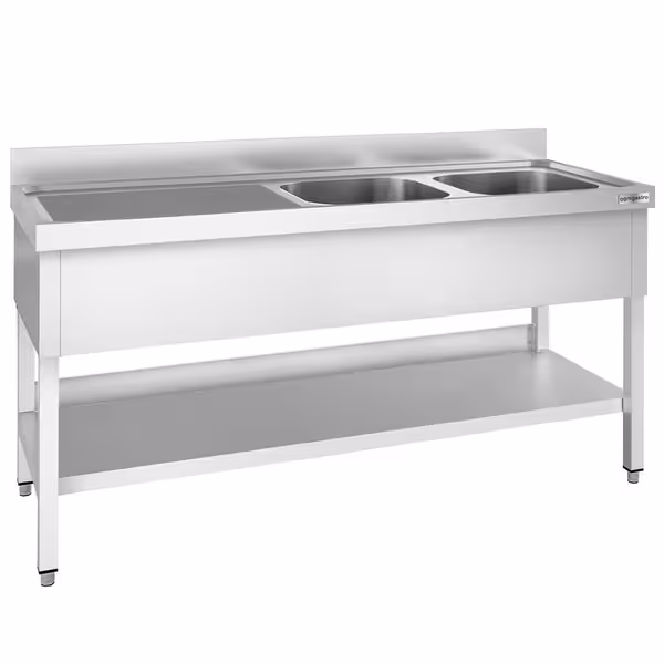 Sudoper PREMIUM - 2000x700 mm - s donjom policom - s 2 koritima - korita desno