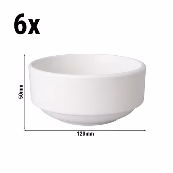 (6 adet) Tatlı / Salata Kasesi - Porselen - Budgetline - 260ml - köşeli - 120x120mm - Beyaz