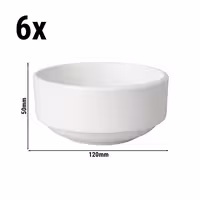 (6 adet) Tatlı / Salata Kasesi - Porselen - Budgetline - 260ml - köşeli - 120x120mm - Beyaz