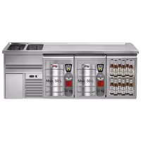 Direct Draw Beer Dispenser / Kegerator 3 Glass Doors PREMIUM – 1 sink left - 2500×700 mm - 3 drip trays