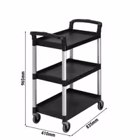 CAMBRO | Polipropilenska servisna kolica - 835x410 mm - Sa 3 etaže - Crna boja