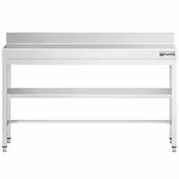 طاولة عمل ستانلس ستيل PREMIUM - 1600x800mm - مع رف سفلي & حاجز خلفي & تدعيم