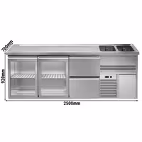 Pivski šank PREMIUM PLUS - 2500x700 mm - 2 Staklena vrata & 2 Ladice