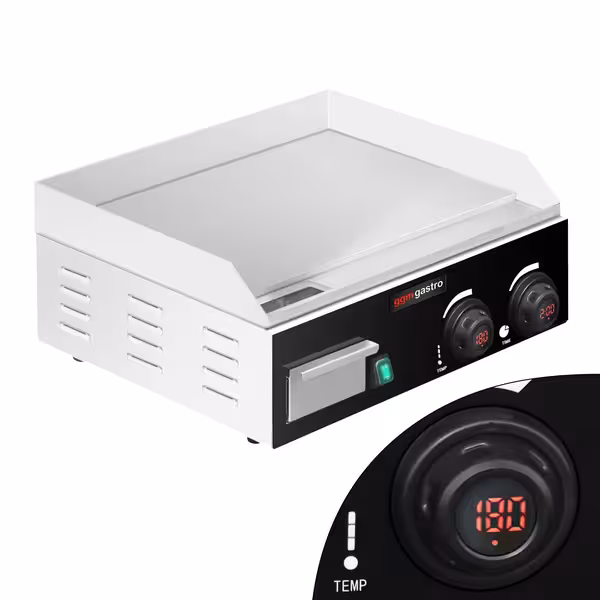 Fry top elettrico - display digitale - 2,2kW - piastra liscia - superficie di cottura: 520x330mm