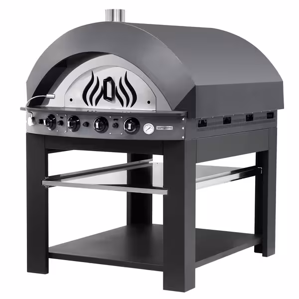 Gas Deck Pizza Oven - Single Deck - 12 x Ø30 cm - Mechanical Controls - Anthracite - up to 400°C - incl. Base frame