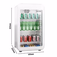 Minibar hladnjak - 495 mm - bruto 120 l - s jednim staklenim vratima - bijela