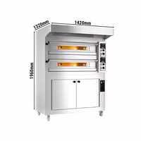 Electric Deck Pizza Oven - Twin Deck - Refractory Stone Deck - 6+6 - Ø 33cm (13") - incl. Stainless steel hood & Proofing cabinet