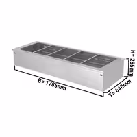 Baño María empotrable (drop‑in) - 1785mm - 5x GN 1/1 - 3,65 kW