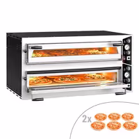 Electric Deck Pizza Oven - Twin Deck - Refractory Stone Deck - 6+6 x Ø 35cm (13.8") - Mechanical Controls - up to 450°C