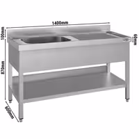 Sudoper ECO - 1400x600 mm - s donjom policom - s 1 koritom - korito lijevo