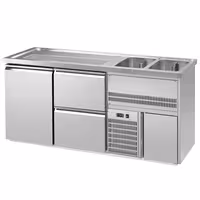 Direct Draw Beer Dispenser / Kegerator PREMIUM – 1-Door – 2 Right Sinks, 2 Cooled Drawers – 1950×700 mm