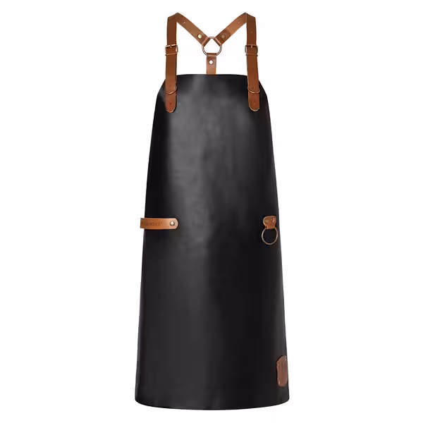 KARLOWSKY | Cowhide Leather Bib Apron X-Back – Black - 60×82 cm