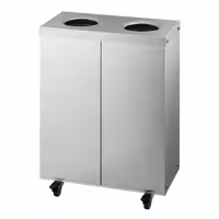 Ecoponto - Módulo de encastre - 2 compartimentos de 25L cada - 500x720x250mm - com rodas - 2 rodas com travão, recipientes interiores amovíveis, conjunto de autocolantes para Papel/Plástico/Indiferenciados/Biorresíduos - Aço inoxidável