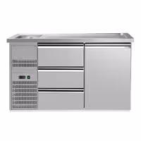 Direct Draw Beer Dispenser / Kegerator - 1 Stainless Door + 2 Drawers PREMIUM – 1 sink left - 1550×700 mm