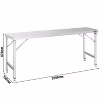Paslanmaz Çelik Çalışma Tezgahı - Katlanabilir - 2000x700mm