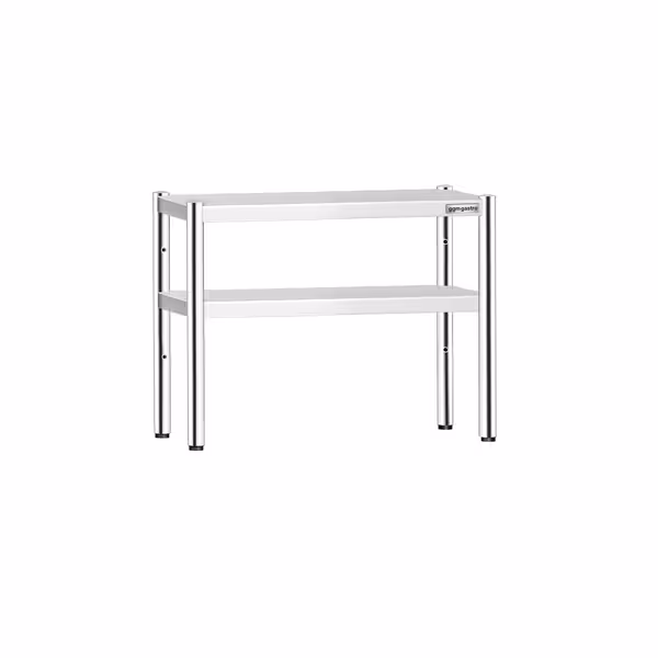 Estante de mesa em inox PREMIUM - Profissional - 2 níveis - 800x370mm - altura ajustável