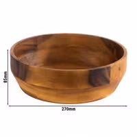 (6 adet) Kase - ACACIA - Akazya Ağacı - 3L - yuvarlak - Ø270mm - Derinlik:85mm - Kahverengi