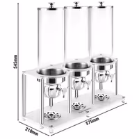 Commercial Cereal Dispenser - Trple - 3 Plastic Containers - 3x 3.7L - Silver