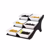 Etagere / Buffet Stand - Black - square - Height: 330mm - incl. 6 Melamine bowls 220x220mm - suitable for small square bowls