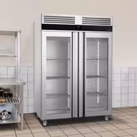 Szafa chłodnicza PREMIUM – stal nierdzewna – GN 2/1 – 1400 L – z 2 drzwiami szklanymi – z izolacją 60 mm