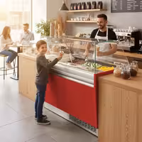 Ice Cream Display Freezer | LIAM - 1310mm - Static cooling - with LED lighting - for 10 x 5 litres Napoli pans - Red - curved glass canopy