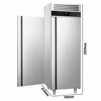 Szafa chłodnicza PREMIUM – przelotowa – stal nierdzewna – GN 2/1 – 700 L – z 1 drzwiami z przodu i z tyłu