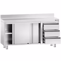 خزانة قاعدية ستانلس ستيل KOPENHAGEN PREMIUM - 1600x700mm - مع حاجز خلفي
