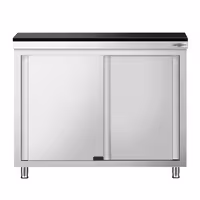 Rozsdamentes acél munkaszekrény PREMIUM – 1200x700 mm – átadóablakkal – gránit munkalapmal