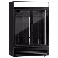 Commercial Beverage Display Fridge - 1295mm - 880 Litres - with 2 hinged glass doors - LED lighting - digital controller with temperature display - Black - Temperature range 2 to 8 °C