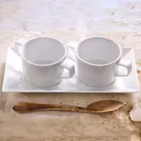 (6 adet) WHITE DELIGHT Sunum Tabağı - Dikdörtgen - Porselen - 6'lı set - 285x150mm - Yükseklik: 25mm - Beyaz