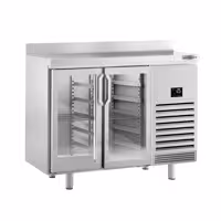 Stół chłodniczy barowy do napojów Premium PLUS – 1468 x 700 mm – z 2 drzwiami szklanymi i rantem