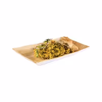 (6 pcs) Serving Tray - BAMBOO - Melamine - 210x130mm - Height: 30mm - Beige/White