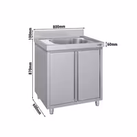 Sudoper s ormarićem ECO - inox - 800 x 600 mm - s 1 koritom - korito sredina