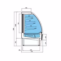 Commercial multideck display fridge - 938mm - 274L - with 3 shelves - rear sliding doors - incl. night blind