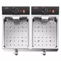 Electric Fierbător de paste profesional - de banc - 8 + 8 litri - 6,5 kW - cu robinet de scurgere - incl. 8 coșuri
