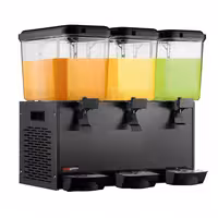 Commercial Juice Dispenser - 3x polycarbonate tanks with tap & paddle agitation - 3x 18 Litres - 700W - Black - incl. drip tray